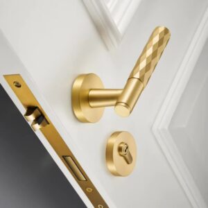 High End Solid Brass Matt Black American Door Lever Handle Gold Brass Dummy Handle with Diamond Pattern High End Solid Brass Matt Black American Door Lever Handle Gold Brass Dummy Handle with Diamond Pattern