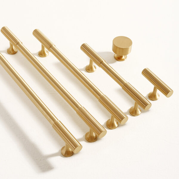 ribbed furniture handle (2) brushed brass ribbed furniture handle